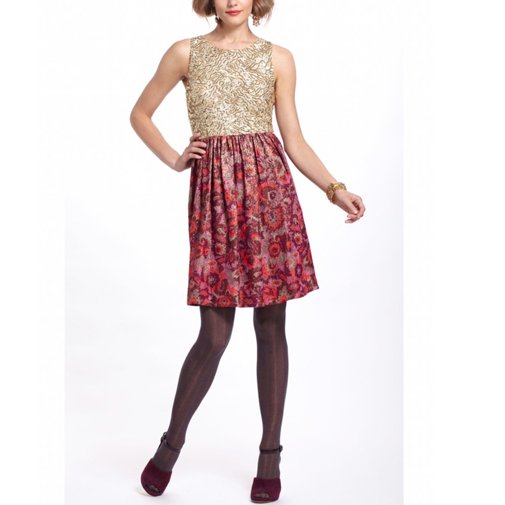 ANTHROPOLOGIE | Sequined Jacquard Dress